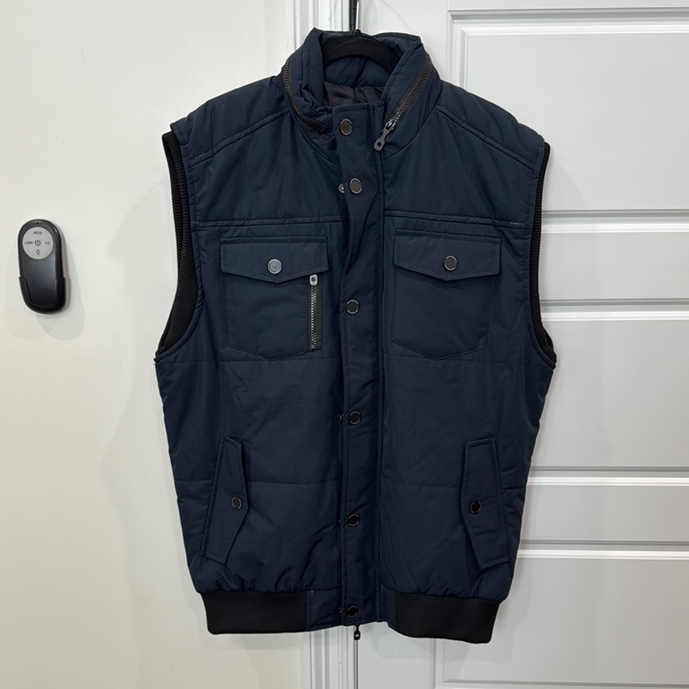 NWT Men’s Winter Weatherproof Snow Rain Navy Blue Vest w/Hood, size XXL